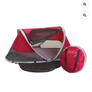 KidCo Red and Gray Travel Tent with mattress & sleeping bag